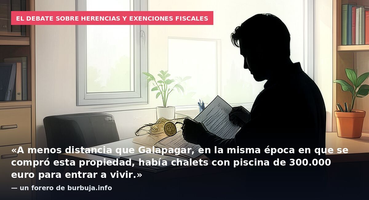El debate sobre herencias y exenciones fiscales: «A menos distancia que Galapagar, en la misma época en que se compró esta propiedad, había chalets con piscina de 300.000 euro para entrar a vivir.» — un forero de burbuja.info