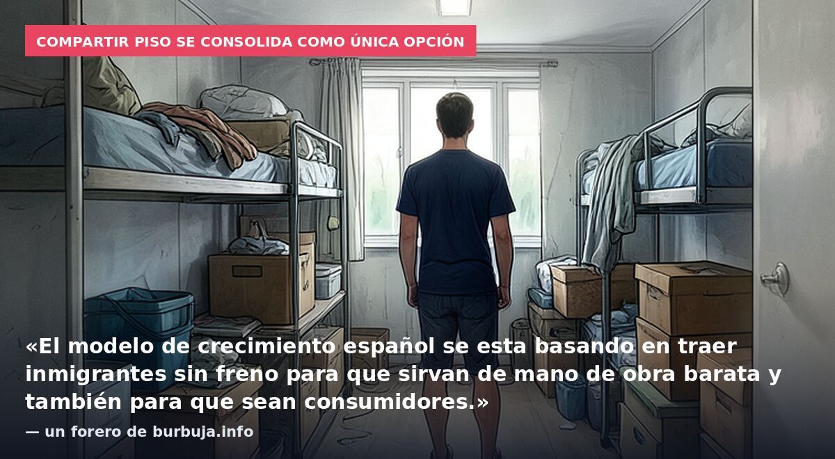 Compartir piso se consolida como única opción: «El modelo de crecimiento español se esta basando en traer inmigrantes sin freno para que sirvan de mano de obra barata y también para que sean consumidores.» — un forero de burbuja.info