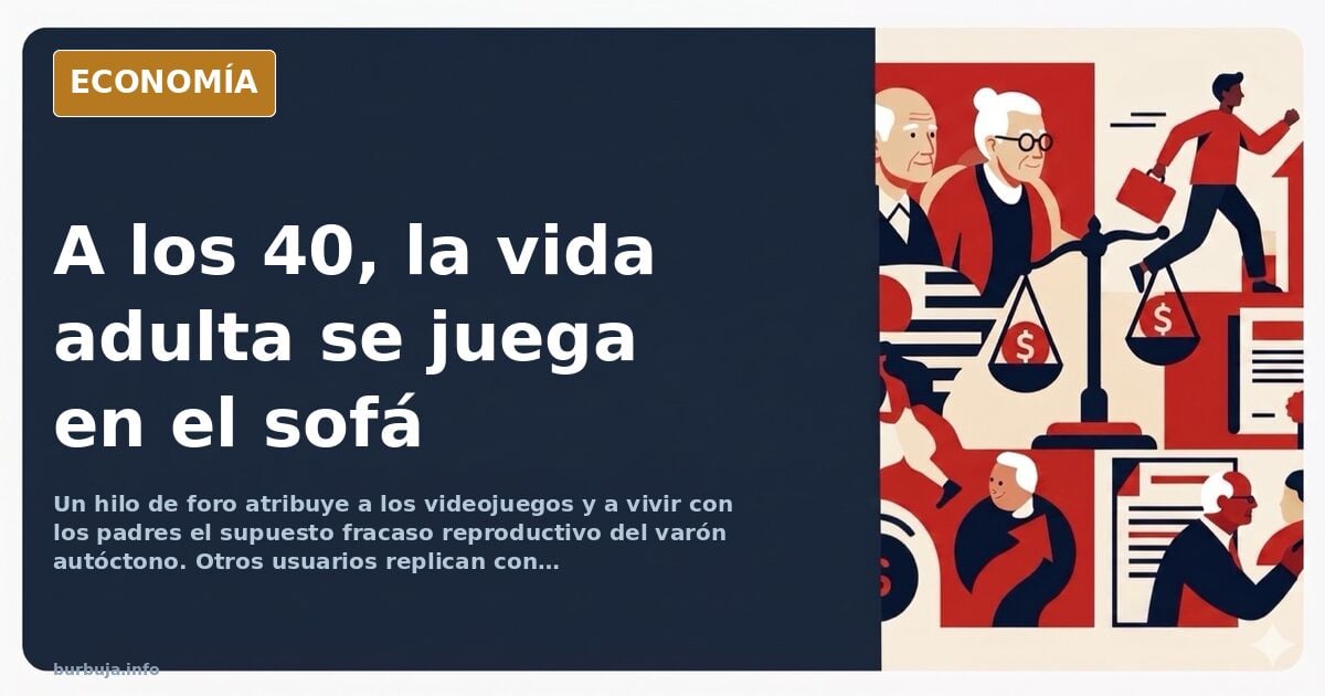 Ilustración editorial de un mando de consola sobre una mesa junto a una taza, símbolo del ocio doméstico del hombre español d