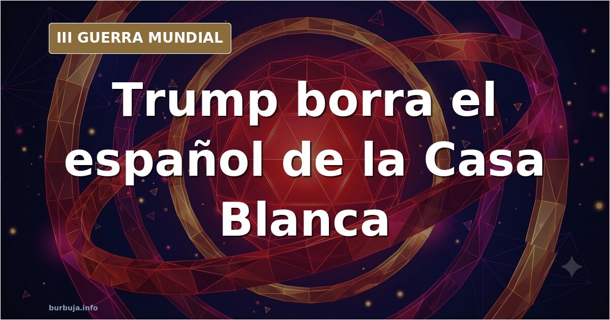 Silueta de la Casa Blanca con pantallas digitales apagadas y mapas históricos del Imperio Español en tonos desaturados
