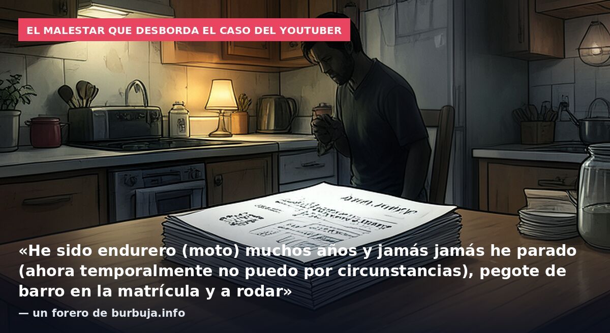 El malestar que desborda el caso del youtuber: «He sido endurero (moto) muchos años y jamás jamás he parado (ahora temporalmente no puedo por circunstancias), pegote de barro en la matrícula y a rodar» — un forero de burbuja.info