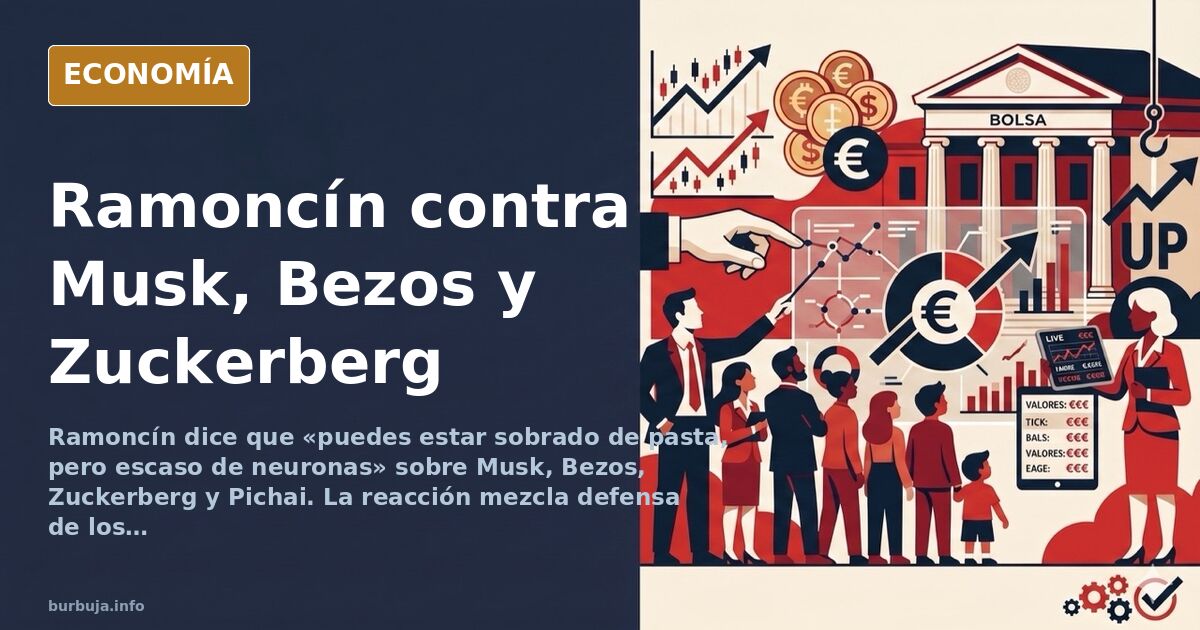 Ilustración editorial de un micrófono de televisión frente a siluetas de rascacielos tecnológicos, simbolizando el choque ent