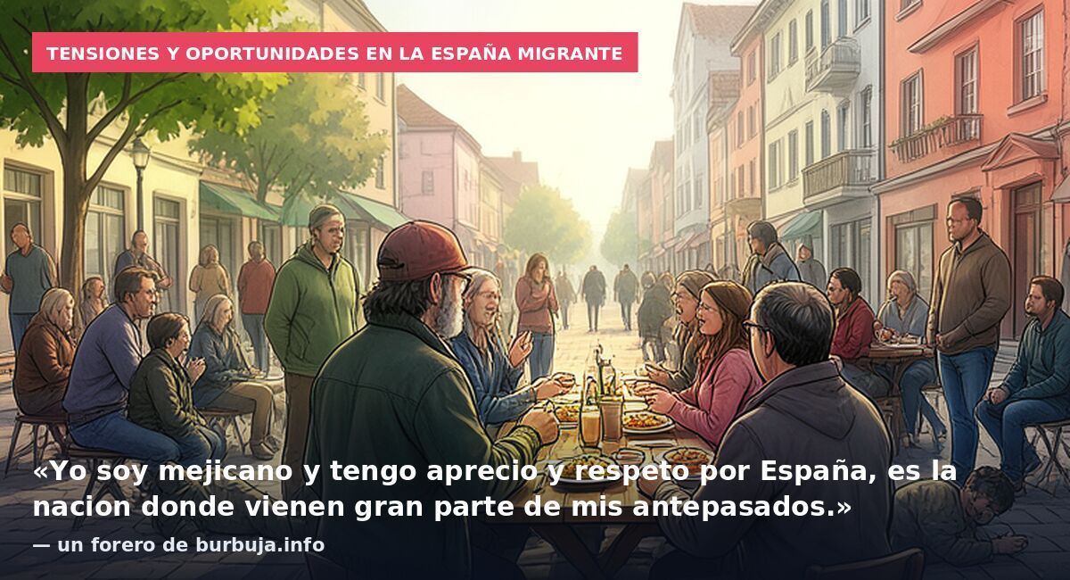 Tensiones y oportunidades en la España migrante: «Yo soy mejicano y tengo aprecio y respeto por España, es la nacion donde vienen gran parte de mis antepasados.» — un forero de burbuja.info