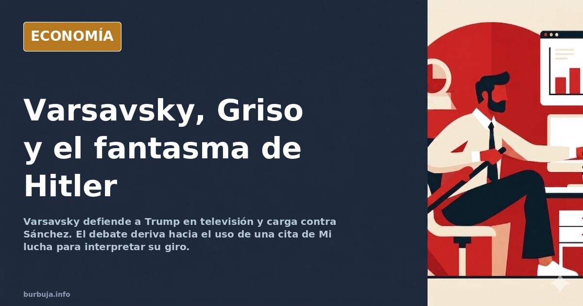 Ilustración editorial de un plató de televisión con siluetas enfrentadas y un libro antiguo abierto sobre la mesa