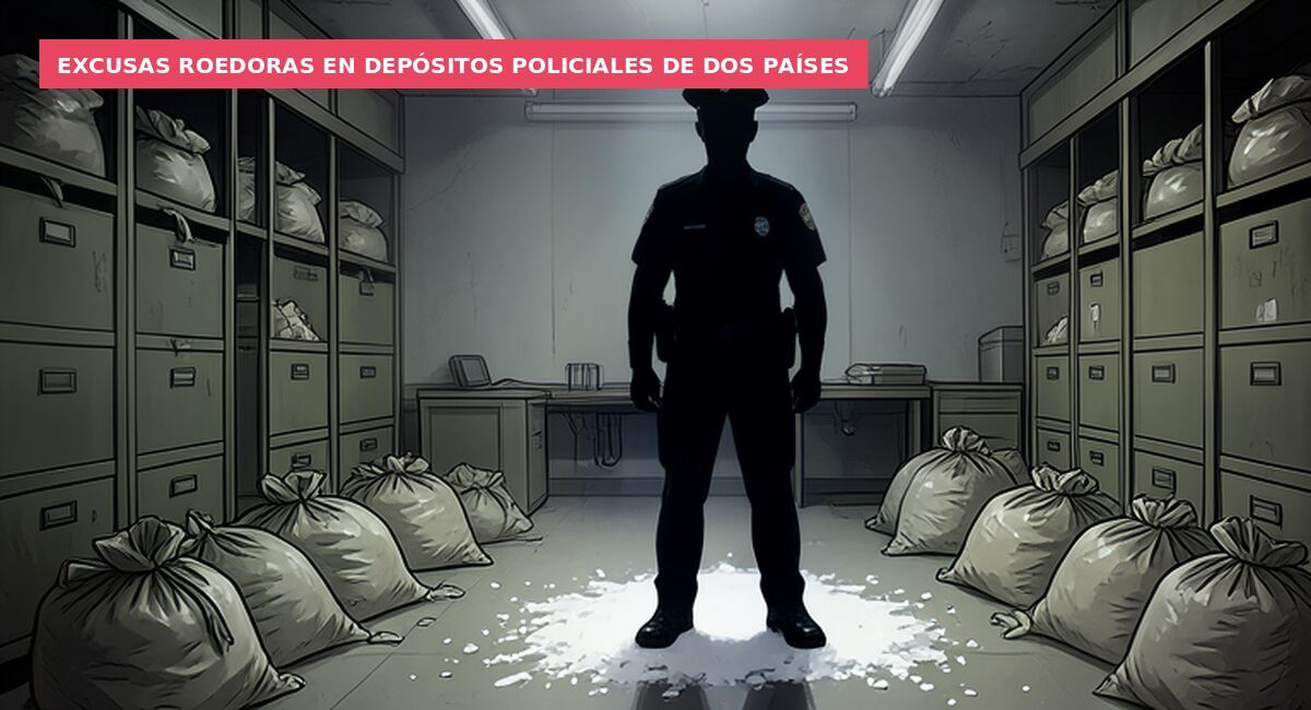Excusas roedoras en depósitos policiales de dos países