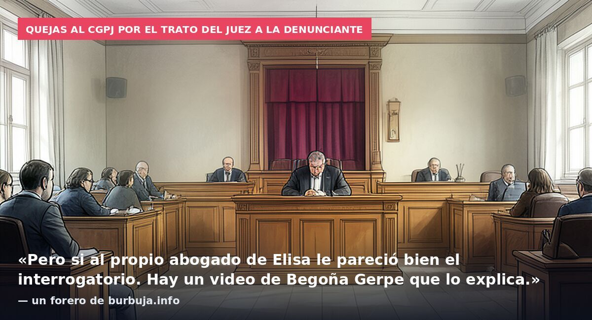 Quejas al CGPJ por el trato del juez a la denunciante: «Pero si al propio abogado de Elisa le pareció bien el interrogatorio. Hay un video de Begoña Gerpe que lo explica.» — un forero de burbuja.info