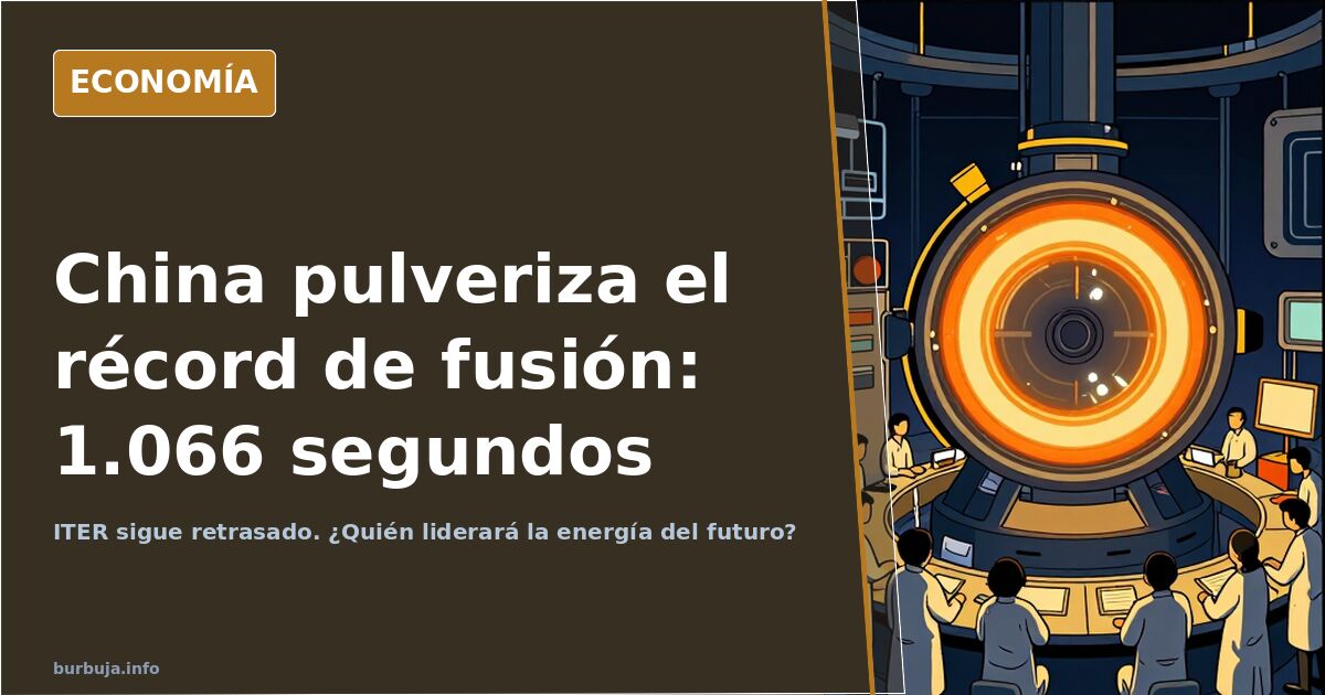 Ilustración editorial de un tokamak con plasma dorado confinado por campos magnéticos sobre fondo azul marino profundo