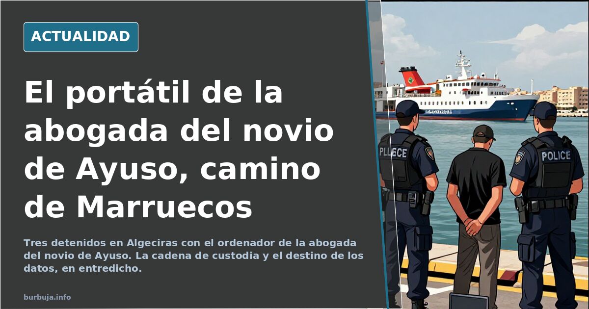 Fotografía de un ordenador portátil sobre una mesa de despacho, con documentos y una tableta al fondo, en tonos neutros