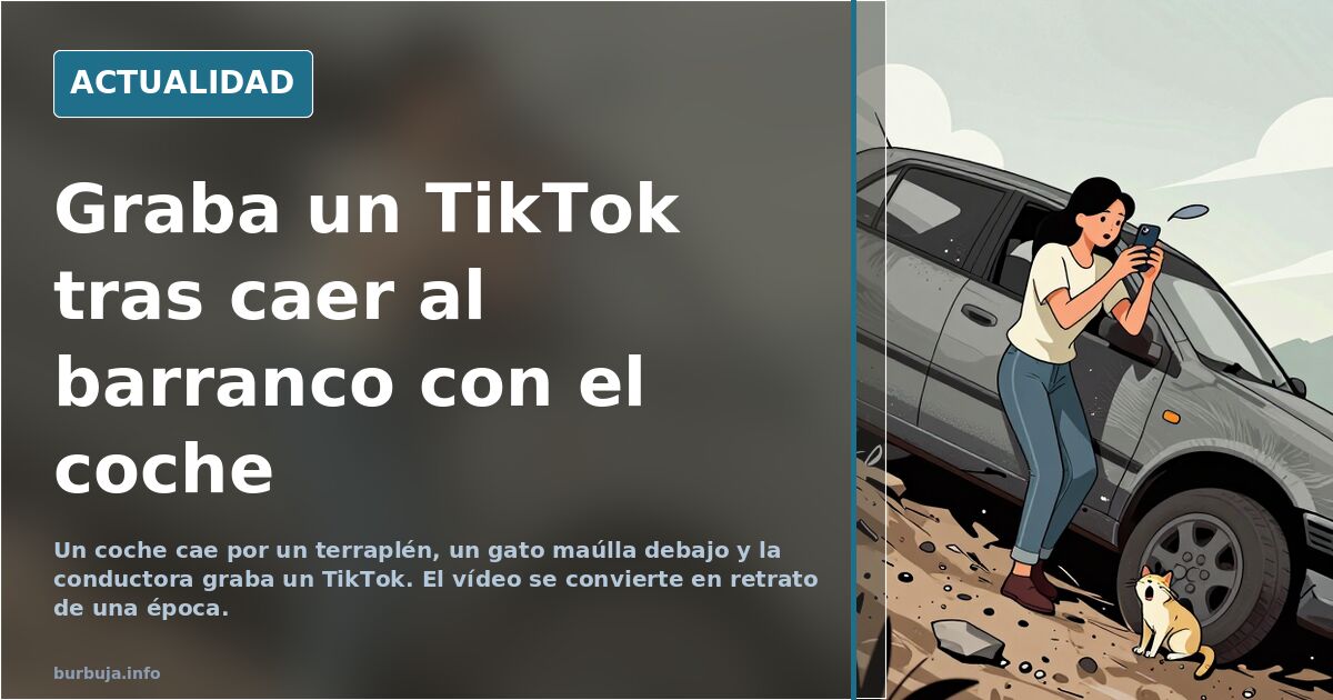 Un coche cae por un terraplén y la conductora graba un TikTok