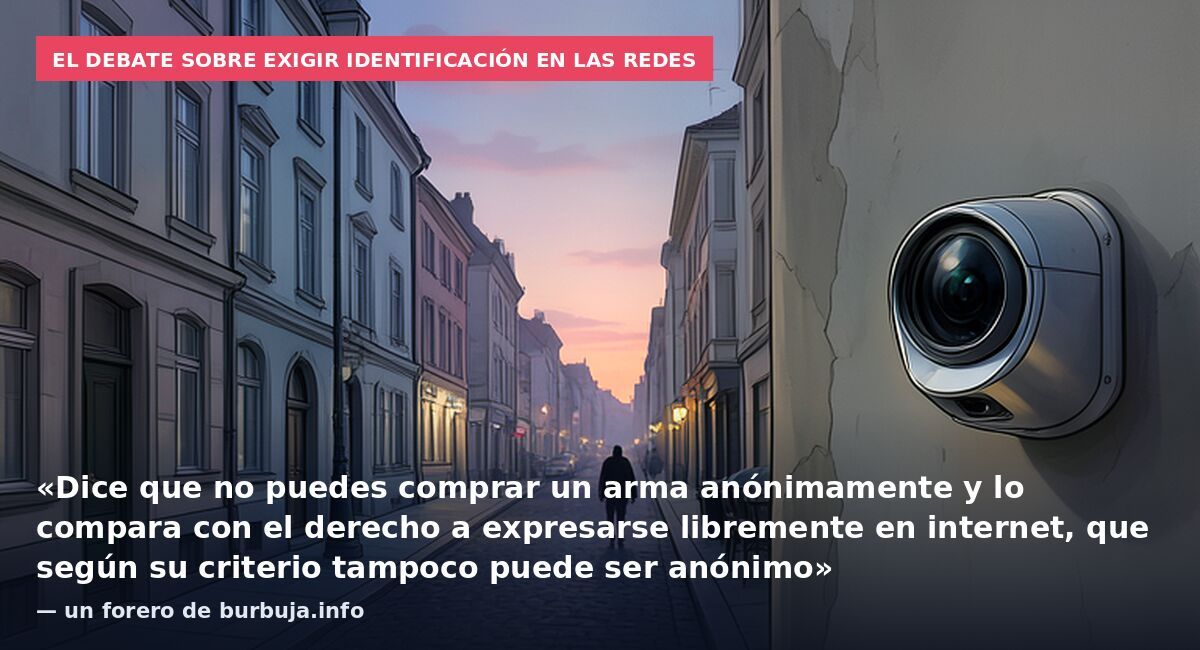 El debate sobre exigir identificación en las redes: «Dice que no puedes comprar un arma anónimamente y lo compara con el derecho a expresarse libremente en internet, que según su criterio tampoco puede ser anónimo» — un forero de burbuja.info