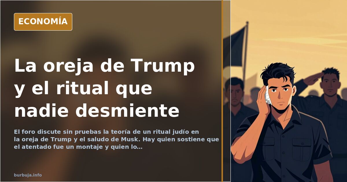 Ilustración editorial de una oreja vendada junto a una silueta de multitud y un gesto ambiguo bajo luz dorada