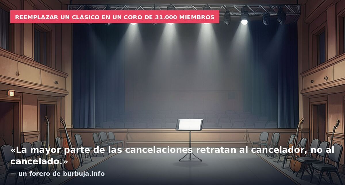 Reemplazar un clásico en un coro de 31.000 miembros: «La mayor parte de las cancelaciones retratan al cancelador, no al cancelado.» — un forero de burbuja.info