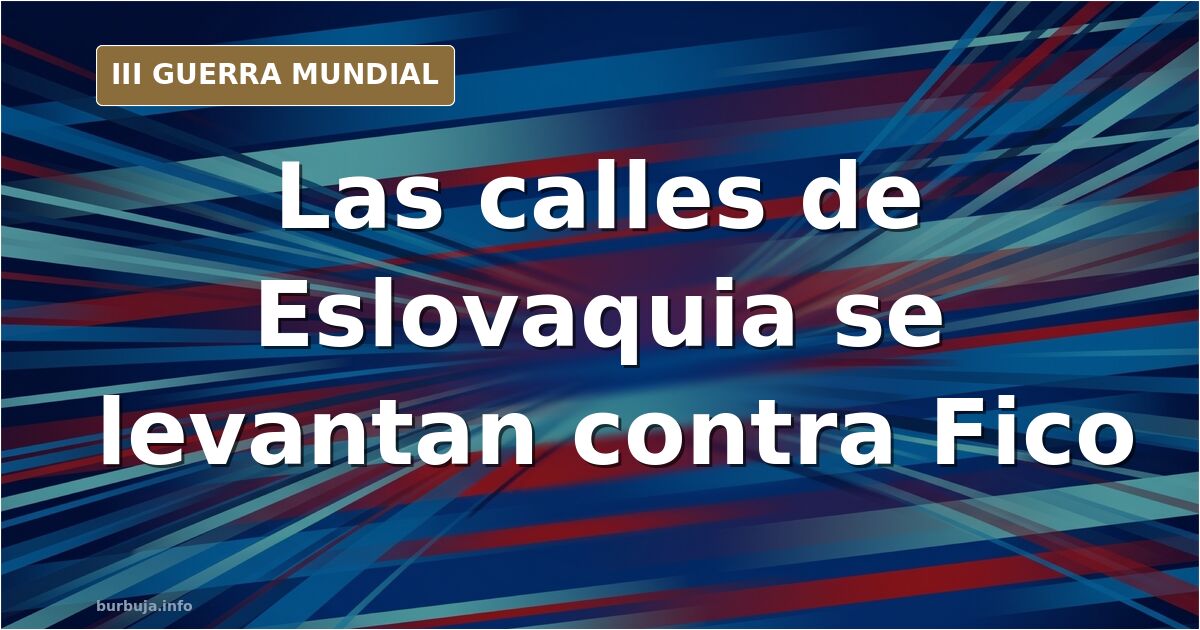 Manifestantes con banderas eslovacas y europeas en una plaza, con carteles que piden la dimisión de Robert Fico