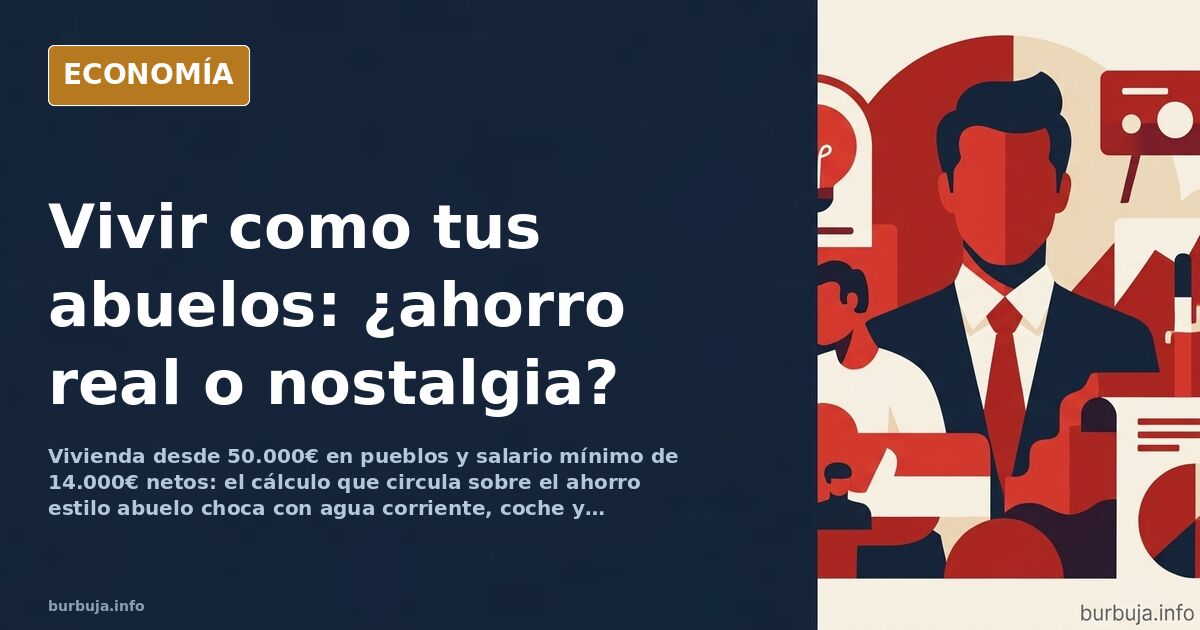 Ilustración editorial de una casa antigua junto a una torre de pisos modernos bajo una balanza, símbolo del ahorro y la vivie