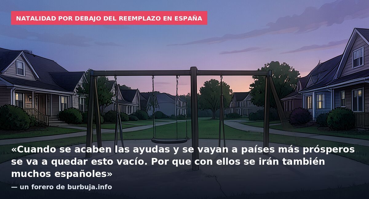 Natalidad por debajo del reemplazo en España: «Cuando se acaben las ayudas y se vayan a países más prósperos se va a quedar esto vacío. Por que con ellos se irán también muchos españoles» — un forero de burbuja.info