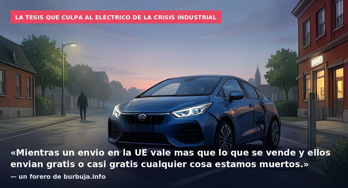 La tesis que culpa al eléctrico de la crisis industrial: «Mientras un envio en la UE vale mas que lo que se vende y ellos envian gratis o casi gratis cualquier cosa estamos muertos.» — un forero de burbuja.info