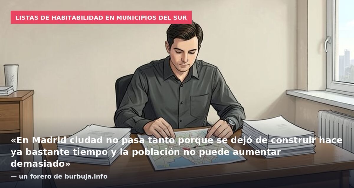 Listas de habitabilidad en municipios del sur: «En Madrid ciudad no pasa tanto porque se dejó de construir hace ya bastante tiempo y la población no puede aumentar demasiado» — un forero de burbuja.info