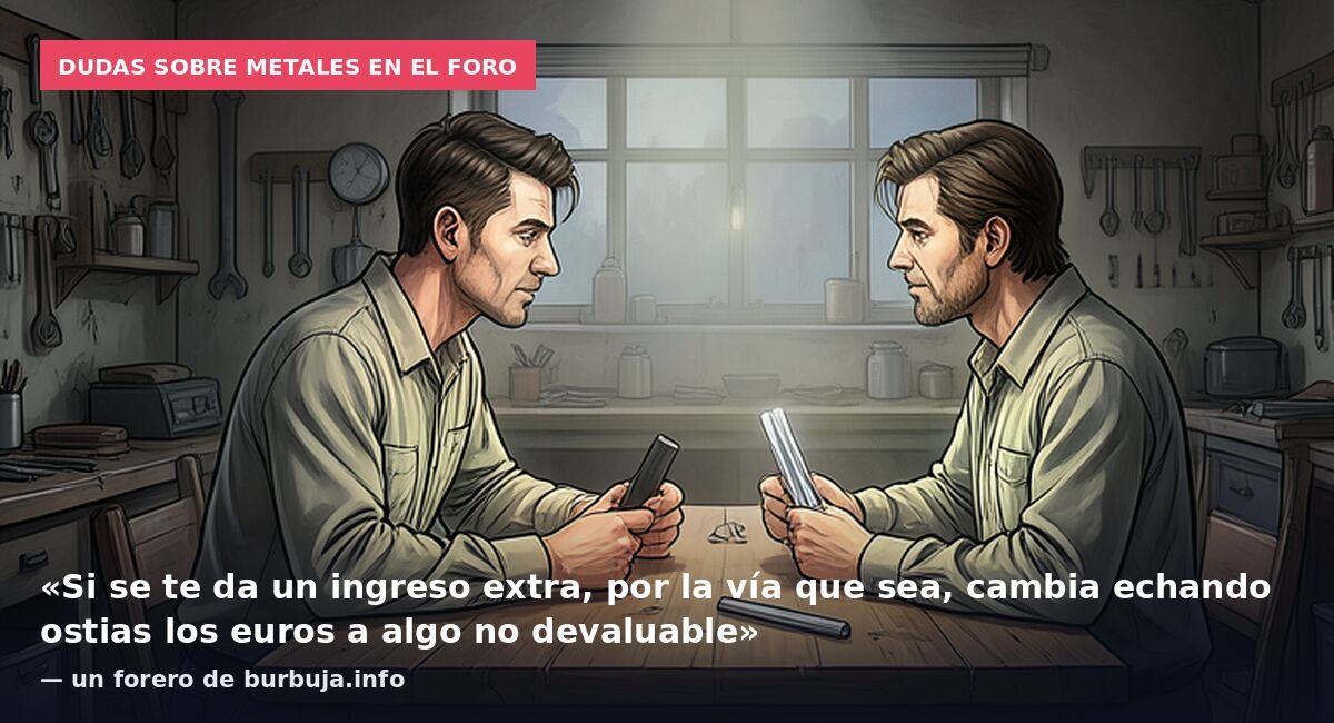 Dudas sobre metales en el foro: «Si se te da un ingreso extra, por la vía que sea, cambia echando ostias los euros a algo no devaluable» — un forero de burbuja.info