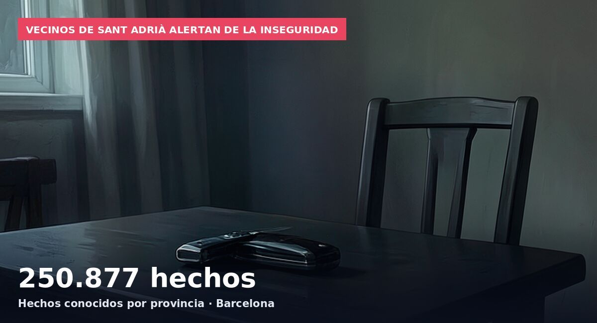 Vecinos de Sant Adrià alertan de la inseguridad: 250.877 hechos Hechos conocidos por provincia · Barcelona
