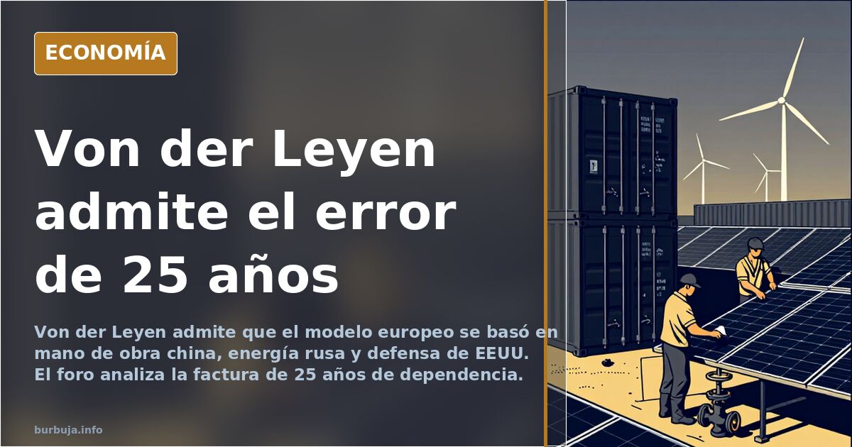 Von der Leyen admite 25 años de dependencia: mano de obra china, energía rusa y defensa de EEUU