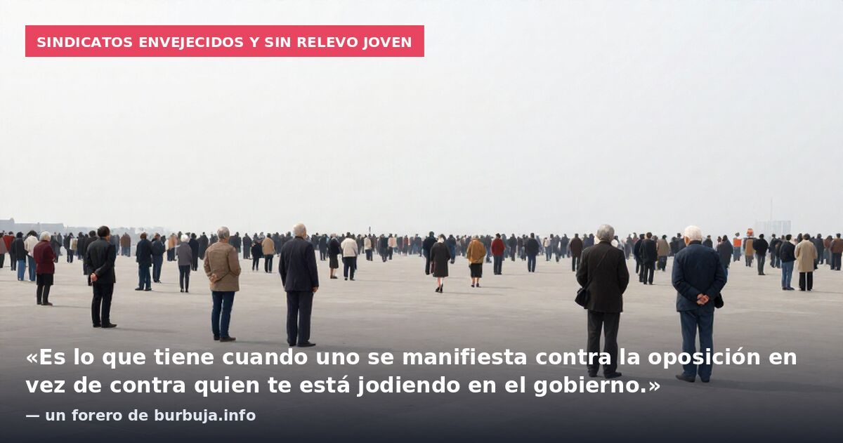 Sindicatos envejecidos y sin relevo joven: «Es lo que tiene cuando uno se manifiesta contra la oposición en vez de contra quien te está jodiendo en el gobierno.» — un forero de burbuja.info