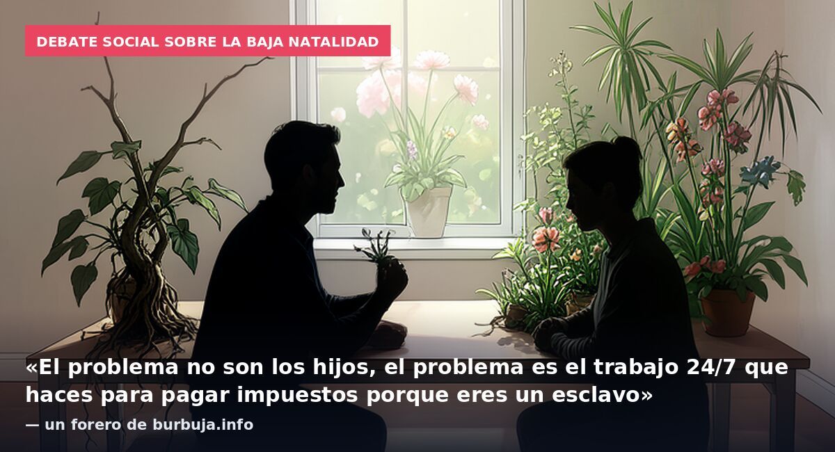 Debate social sobre la baja natalidad: «El problema no son los hijos, el problema es el trabajo 24/7 que haces para pagar impuestos porque eres un esclavo» — un forero de burbuja.info