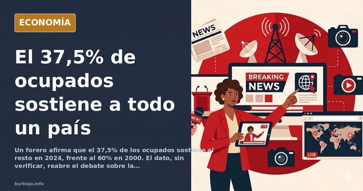 Ilustración editorial de una balanza inclinada con un grupo reducido de trabajadores sosteniendo el peso de una multitud