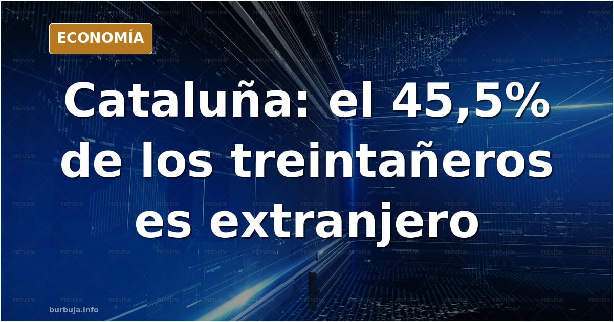 Gráfico de barras mostrando el porcentaje de población extranjera en Cataluña por franjas de edad, con el pico en el grupo de