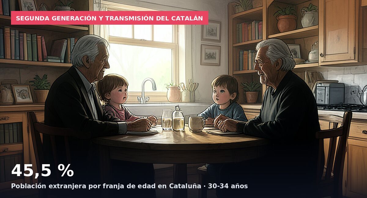 Segunda generación y transmisión del catalán: 45,5 % Población extranjera por franja de edad en Cataluña · 30-34 años