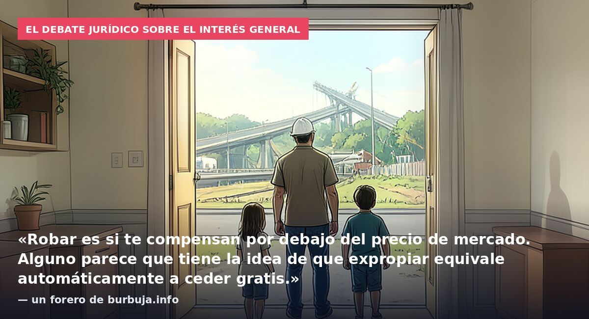 El debate jurídico sobre el interés general: «Robar es si te compensan por debajo del precio de mercado. Alguno parece que tiene la idea de que expropiar equivale automáticamente a ceder gratis.» — un forero de burbuja.info
