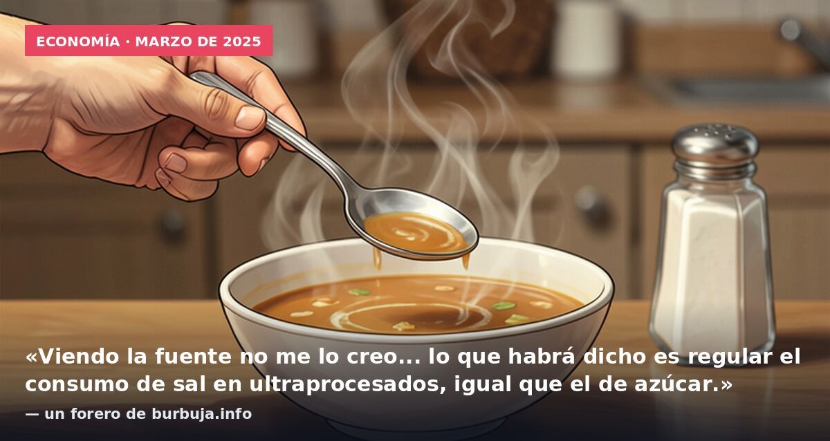 Economía · marzo de 2025: «Viendo la fuente no me lo creo... lo que habrá dicho es regular el consumo de sal en ultraprocesados, igual que el de azúcar.» — un forero de burbuja.info