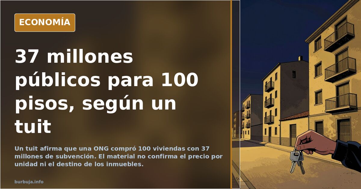 Una ONG adquiere 100 viviendas con 37 millones públicos, según un tuit