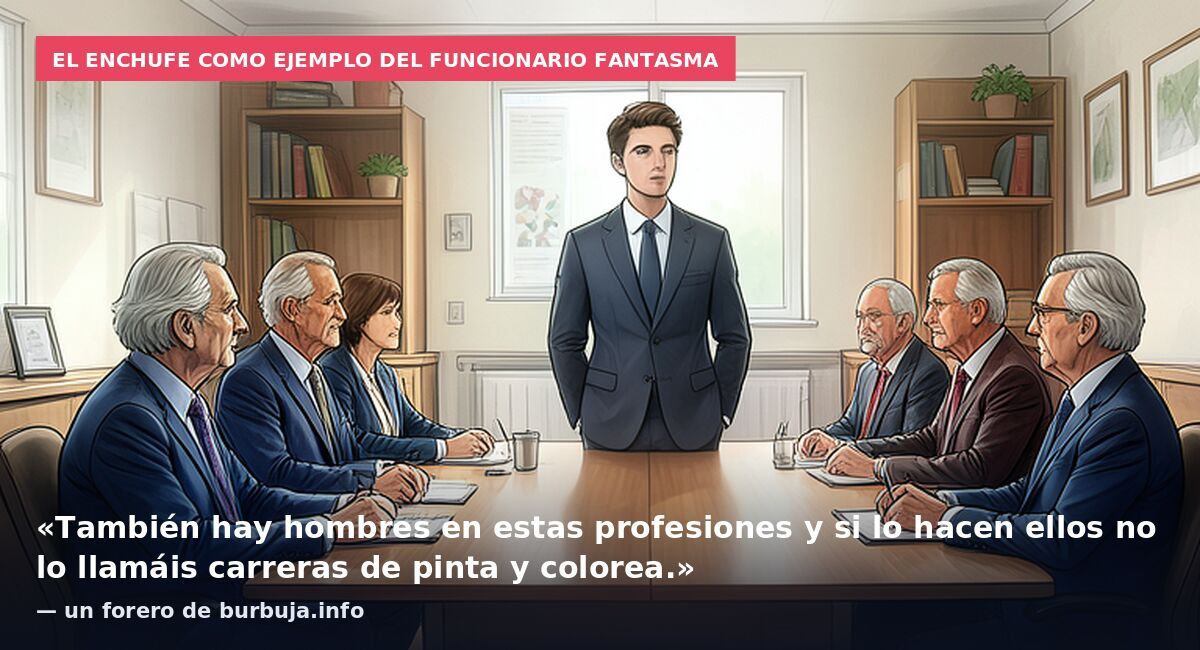 El enchufe como ejemplo del funcionario fantasma: «También hay hombres en estas profesiones y si lo hacen ellos no lo llamáis carreras de pinta y colorea.» — un forero de burbuja.info