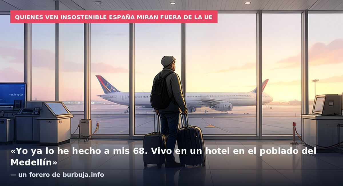 Quienes ven insostenible España miran fuera de la UE: «Yo ya lo he hecho a mis 68. Vivo en un hotel en el poblado del Medellín» — un forero de burbuja.info