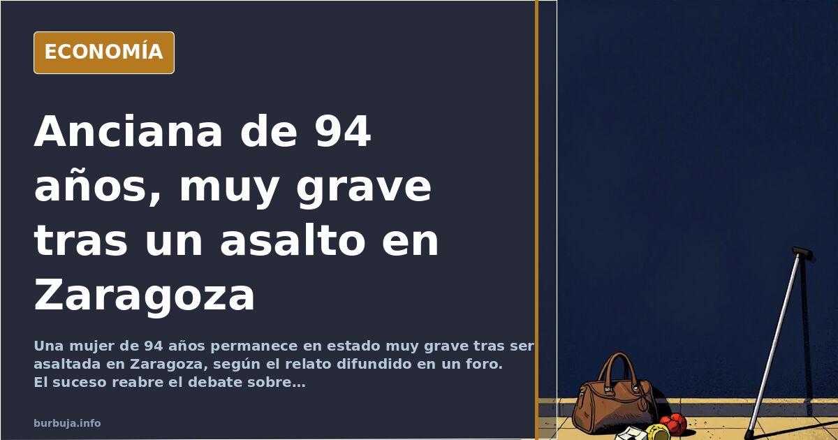 Anciana de 94 años, en estado muy grave tras un asalto en Zaragoza