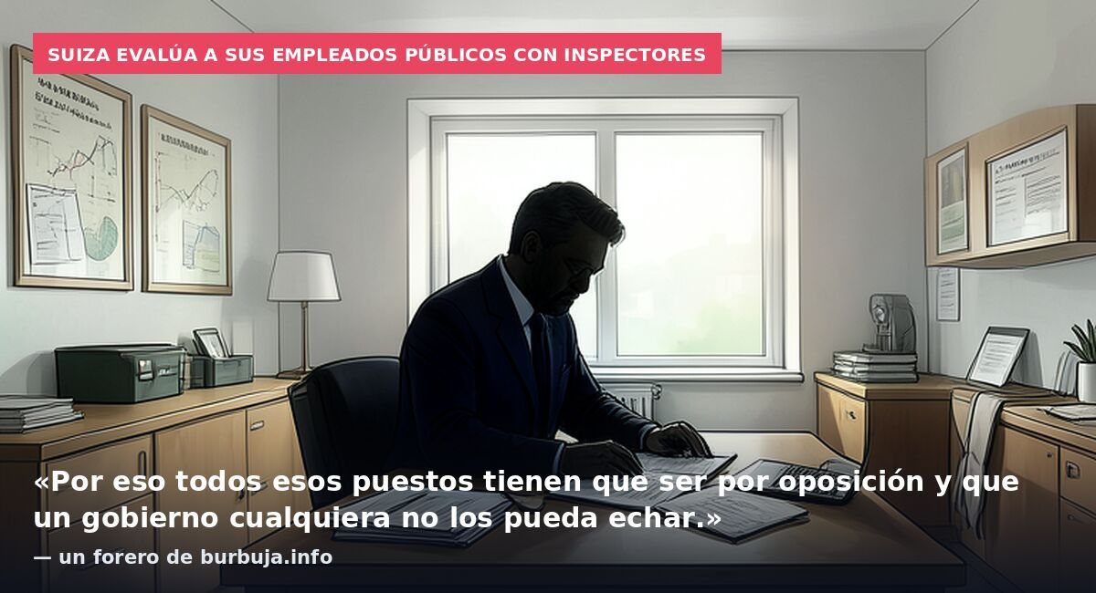 Suiza evalúa a sus empleados públicos con inspectores: «Por eso todos esos puestos tienen que ser por oposición y que un gobierno cualquiera no los pueda echar.» — un forero de burbuja.info