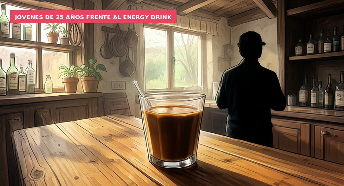 Jóvenes de 25 años frente al energy drink