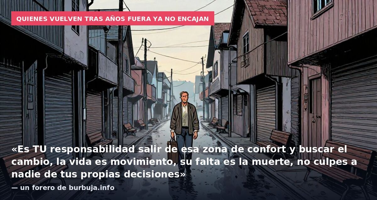 Quienes vuelven tras años fuera ya no encajan: «Es TU responsabilidad salir de esa zona de confort y buscar el cambio, la vida es movimiento, su falta es la muerte, no culpes a nadie de tus propias decisiones» — un forero de burbuja.info