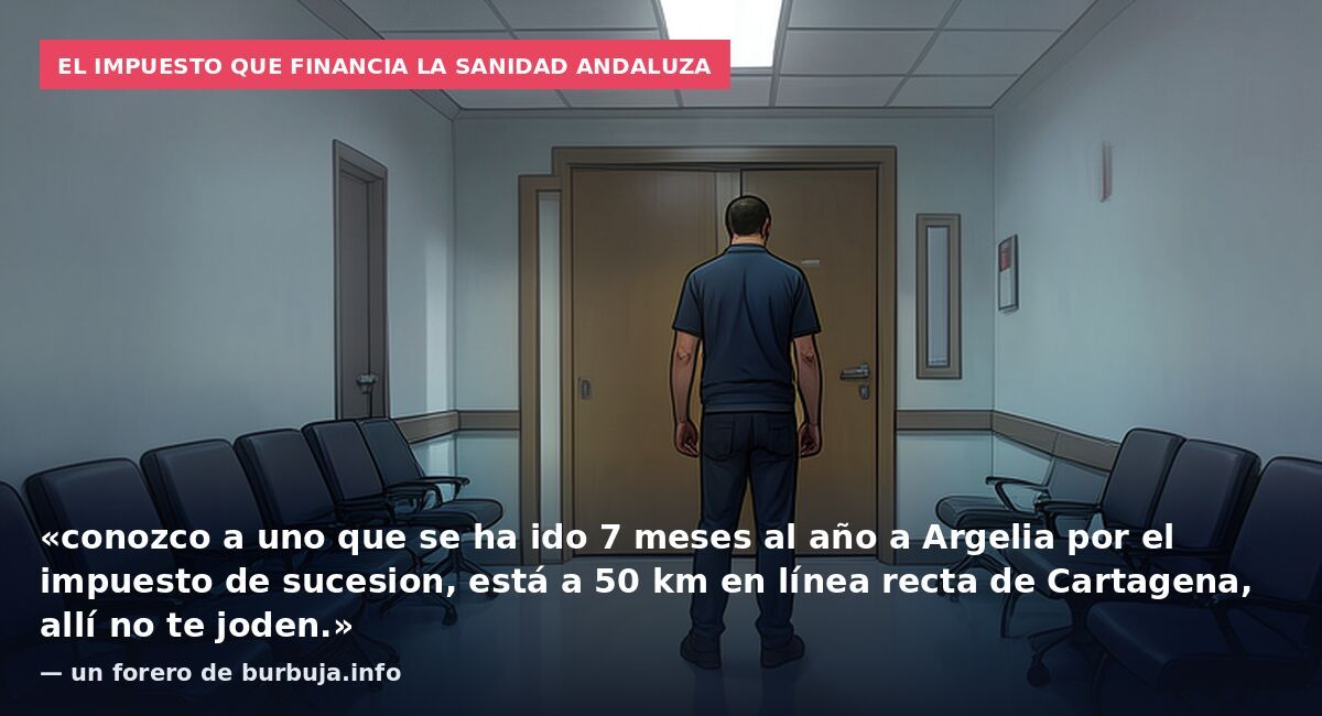 El impuesto que financia la sanidad andaluza: «conozco a uno que se ha ido 7 meses al año a Argelia por el impuesto de sucesion, está a 50 km en línea recta de Cartagena, allí no te joden.» — un forero de burbuja.info