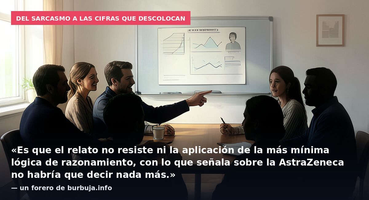 Del sarcasmo a las cifras que descolocan: «Es que el relato no resiste ni la aplicación de la más mínima lógica de razonamiento, con lo que señala sobre la AstraZeneca no habría que decir nada más.» — un forero de burbuja.info