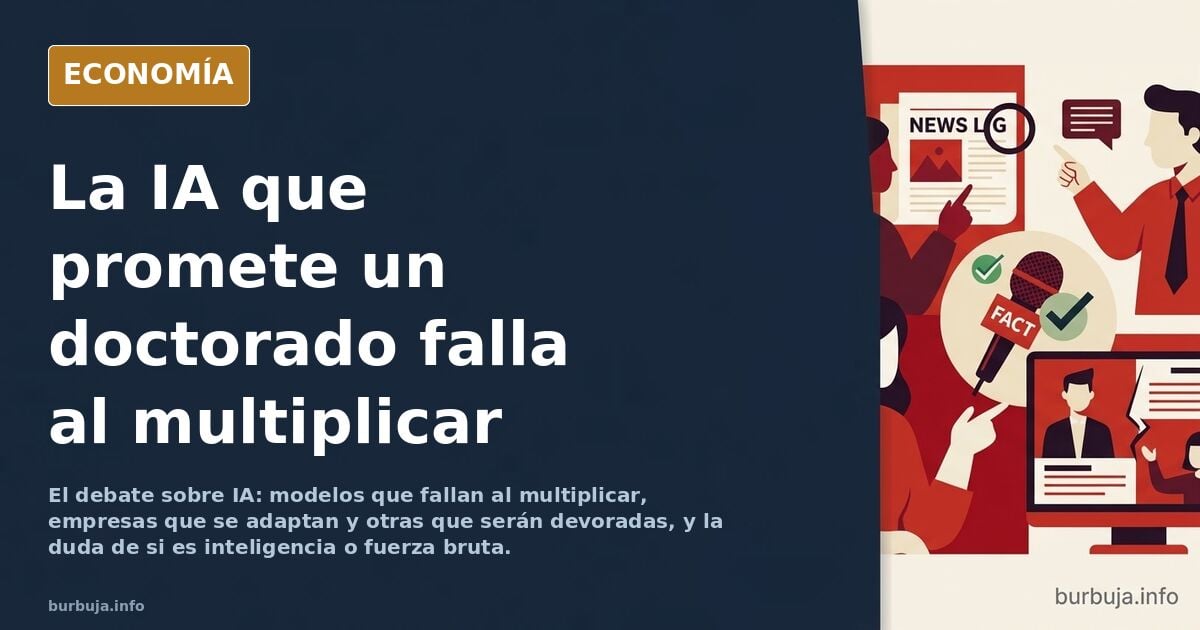 Ilustración editorial de una inteligencia artificial representada como oráculo luminoso sobre una multitud de siluetas humana