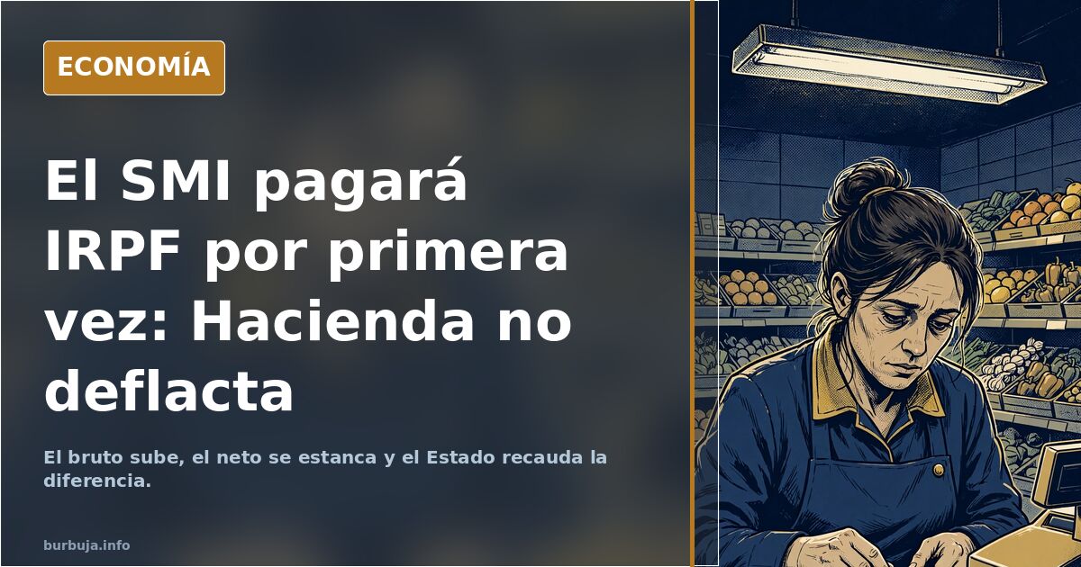 Gráfico de nómina española con retención de IRPF sobre el salario mínimo interprofesional