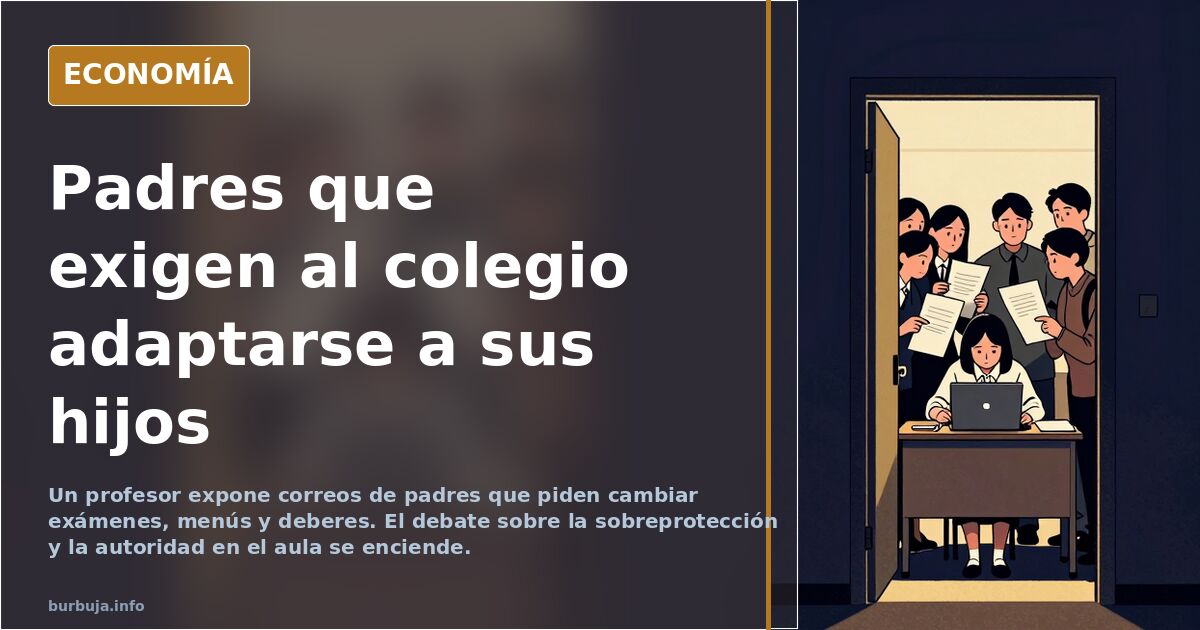 Ilustración editorial de una mesa de profesor con correos impresos y una taza de café, en tonos azul marino y dorado