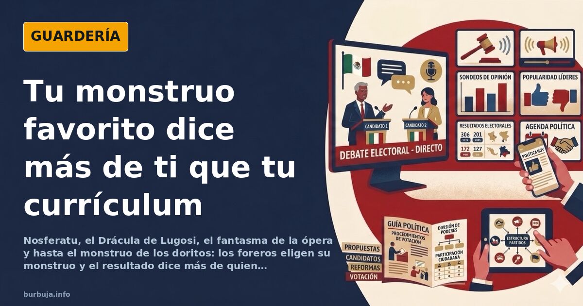 Ilustración de un vampiro clásico de cine con dedos largos y colmillos, junto a una máscara de fantasma de la ópera y una bol