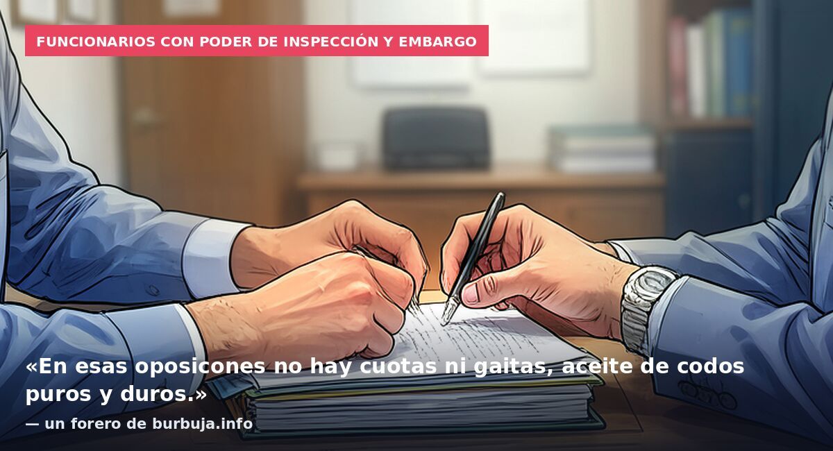 Funcionarios con poder de inspección y embargo: «En esas oposicones no hay cuotas ni gaitas, aceite de codos puros y duros.» — un forero de burbuja.info