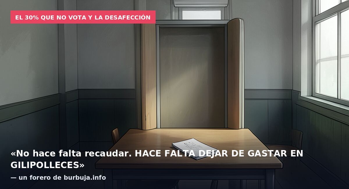 El 30% que no vota y la desafección: «No hace falta recaudar. HACE FALTA DEJAR DE GASTAR EN GILIPOLLECES» — un forero de burbuja.info