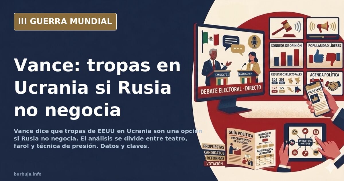 Silueta de vehículos militares y mapa de Ucrania con columnas de humo al fondo, ilustración documental desaturada
