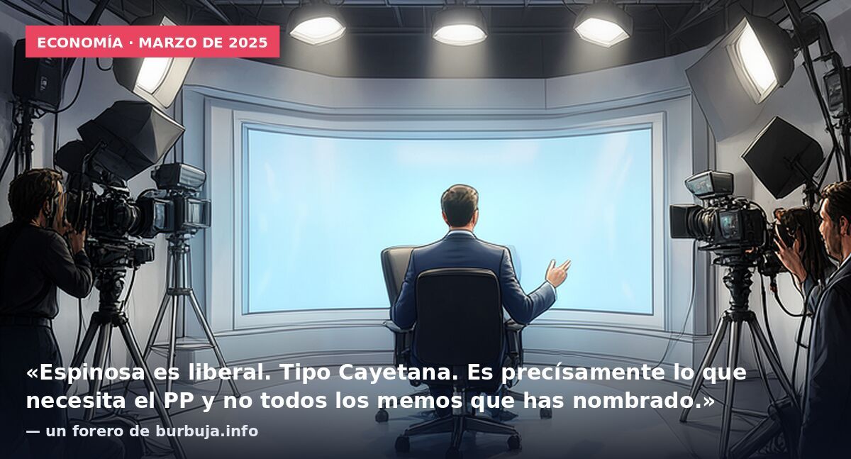 Economía · marzo de 2025: «Espinosa es liberal. Tipo Cayetana. Es precísamente lo que necesita el PP y no todos los memos que has nombrado.» — un forero de burbuja.info