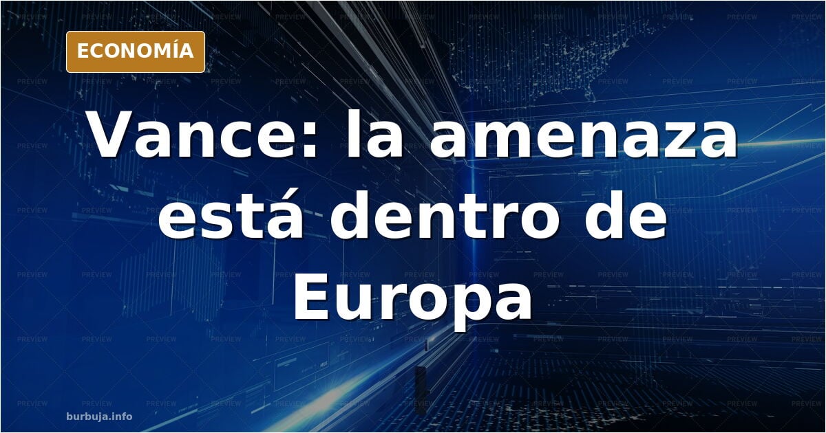 Ilustración editorial de un atril vacío en una sala de conferencias con banderas europeas al fondo y una silla presidencial s