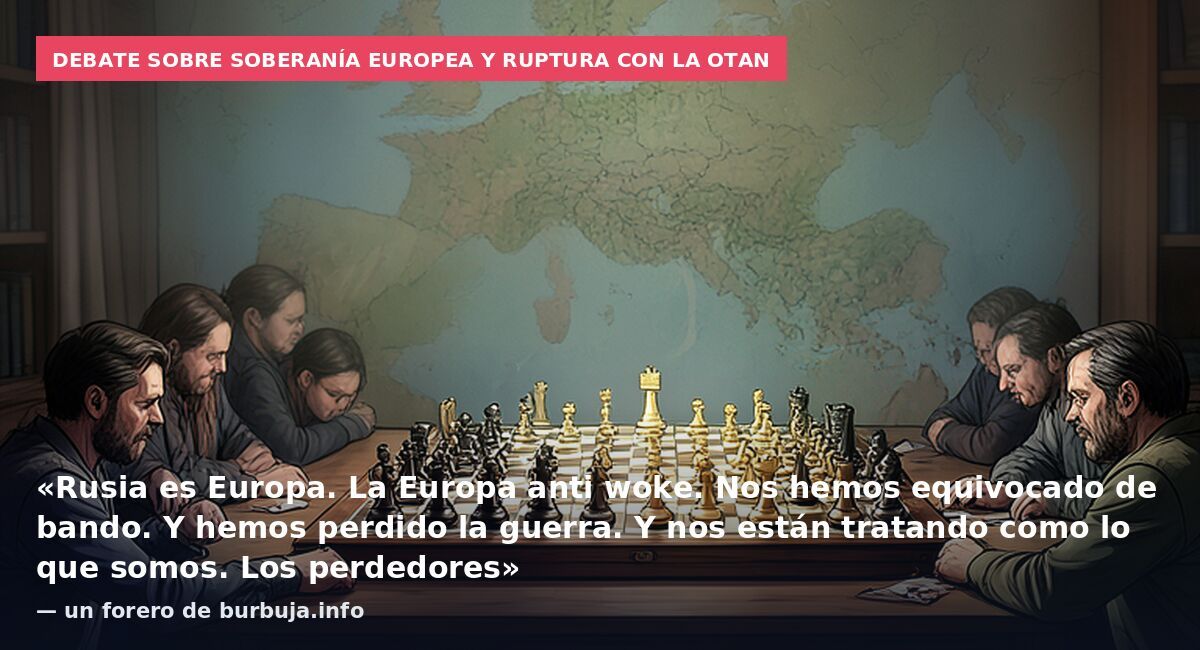 Debate sobre soberanía europea y ruptura con la OTAN: «Rusia es Europa. La Europa anti woke. Nos hemos equivocado de bando. Y hemos perdido la guerra. Y nos están tratando como lo que somos. Los perdedores» — un forero de burbuja.info